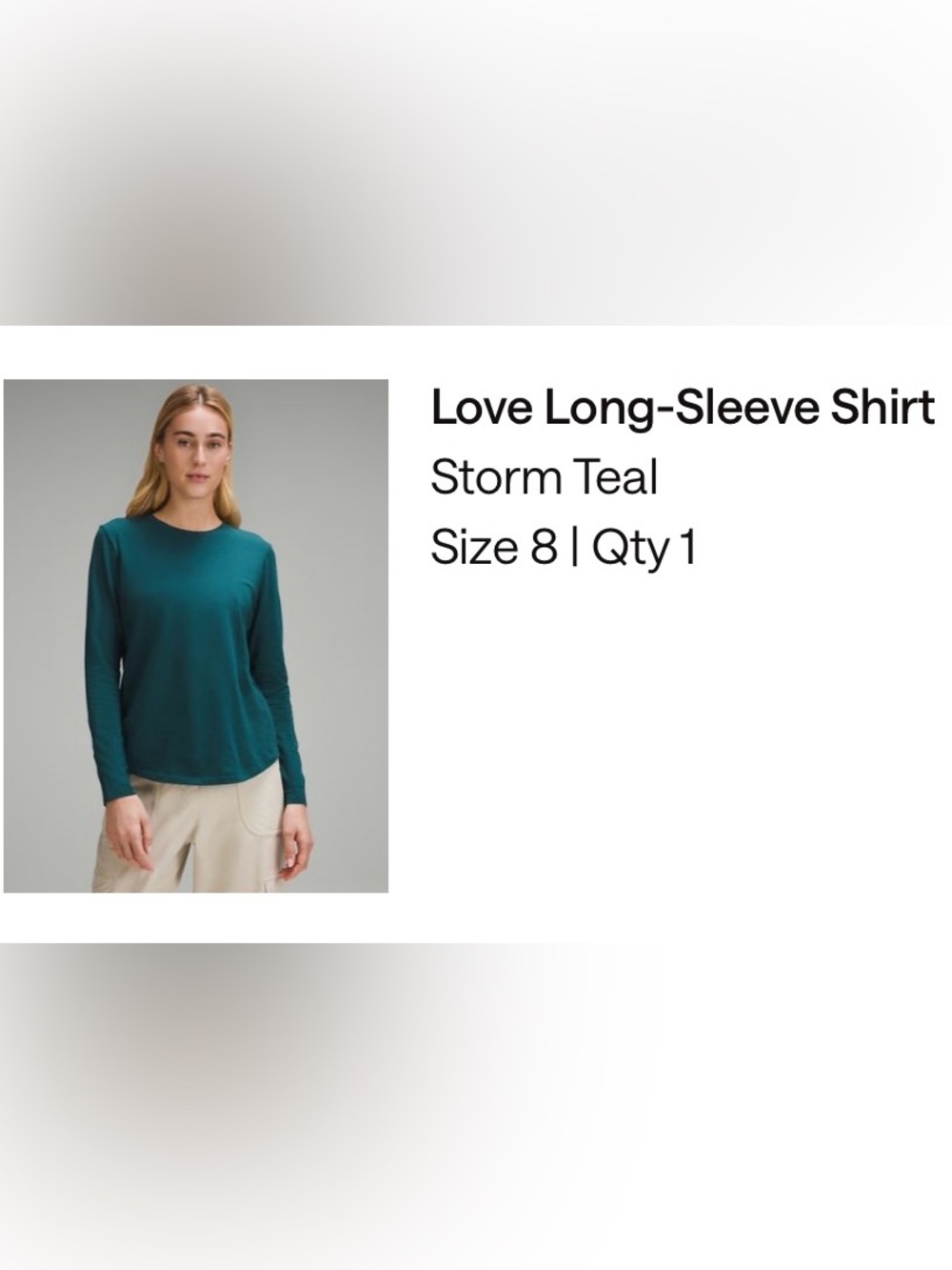 Lululemon Love Storm Teal Long-Sleeve Crew Top